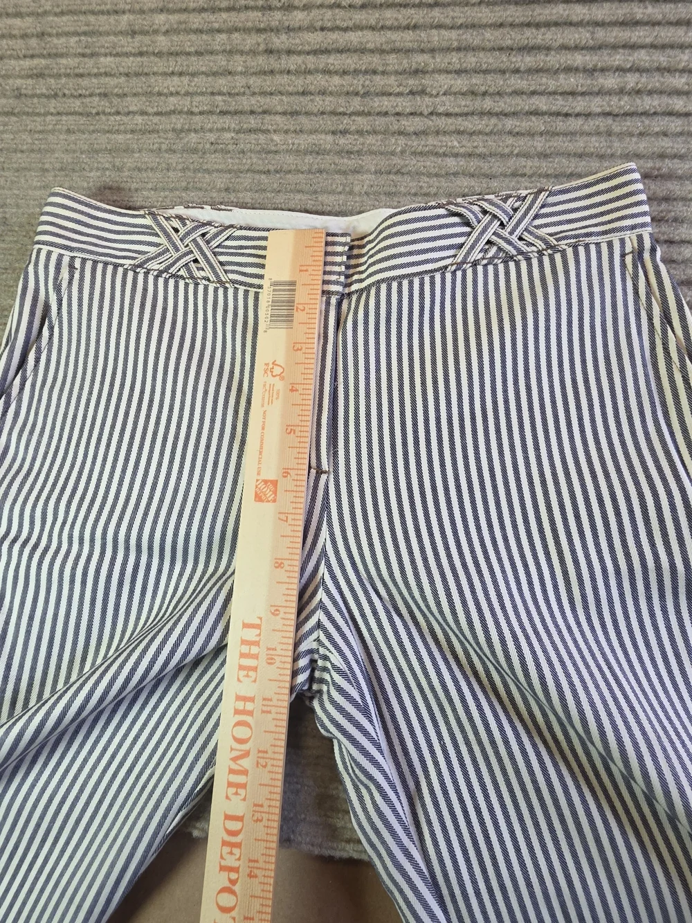 Tory Burch Striped Canvas Trousers Pants Sz 4 Coastal Railroad